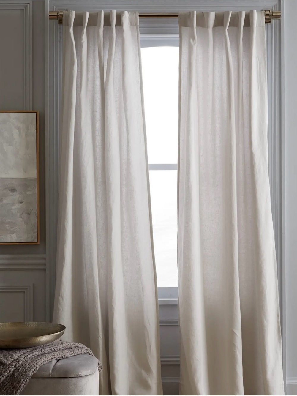 Quince European Linen Curtain Panel Grey 96” x 108” NWOT